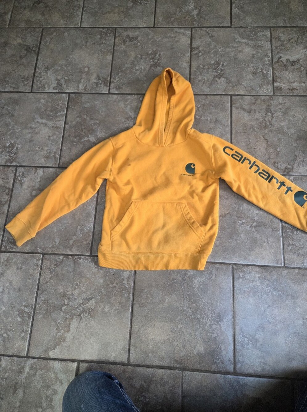Carhartt Kids' Yellow Hooded Sweatshirt Small (8-10)